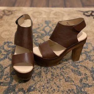Anthropologie Platform Wood Sandals